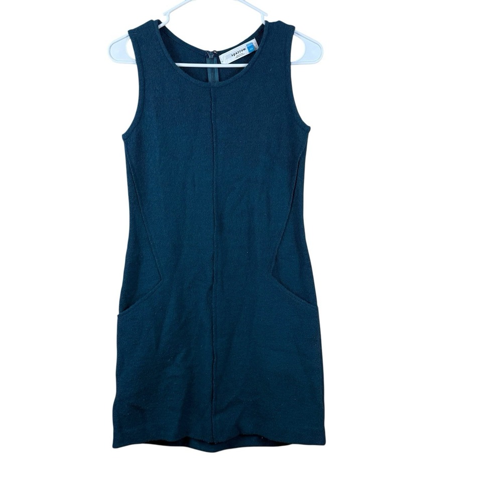 Sparrow Anthropologie Women's Bressay Boiled Wool Sheath Dress‎ Teal Blue XS